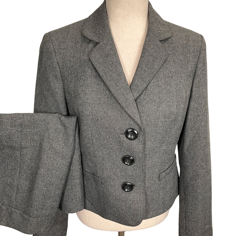 Kasper Suits Womens 4 Black White Glen Plaid Trumpet Heritage Timeless VTG